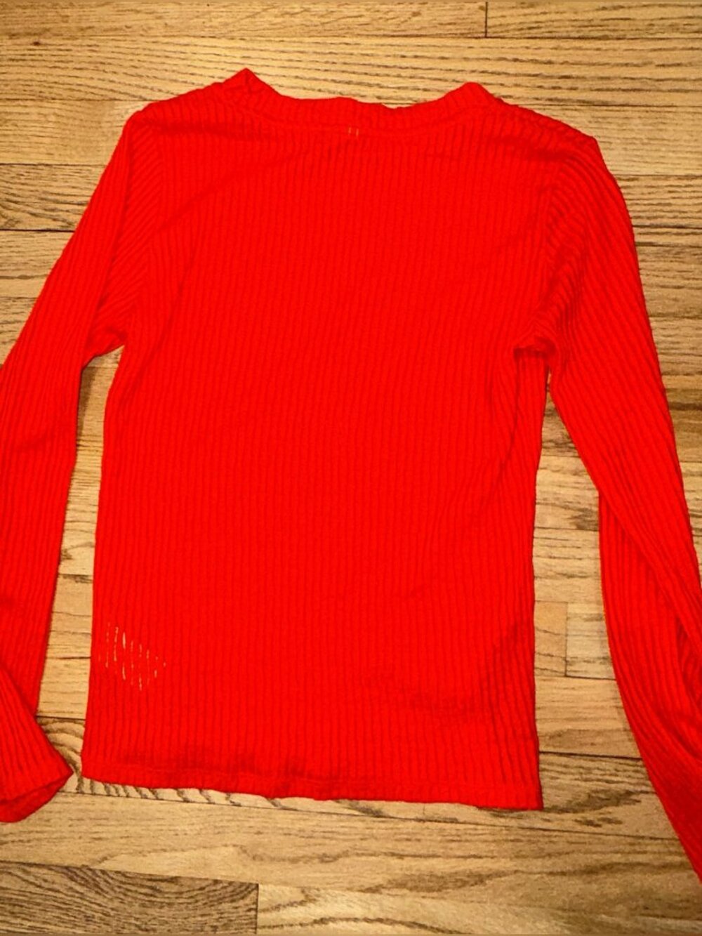 Pilcro Anthropologie Bright Orange Textured Rib Long Sleeve Top M